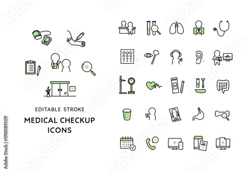 健康診断にまつわるアイコンセット