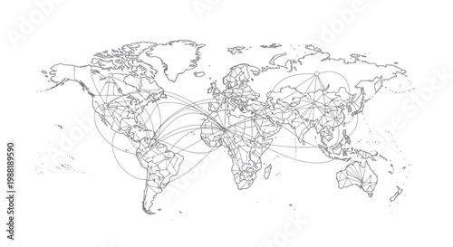 world map with hand drawn sketch