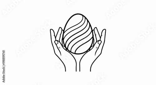 Hands cradle a swirling patterned egg, representing new beginnings or growth
