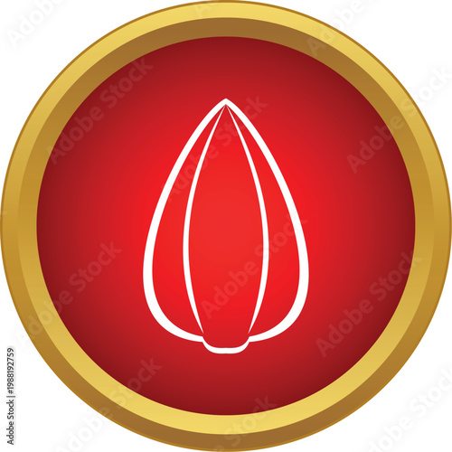 Sunflower seed outline symbolizing agriculture, food, and healthy eating inside a red circular icon