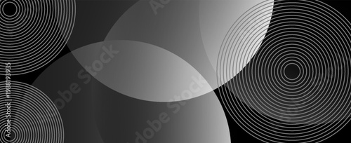 White geometric abstract background overlap layer on bright space with lines effect decoration. Modern graphic design element circles style concept for banner.