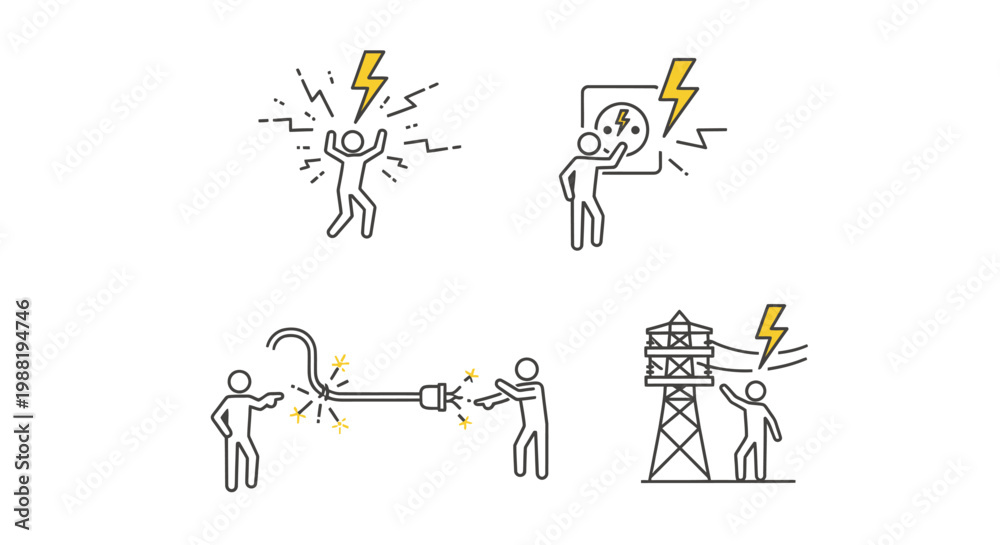 Εκτύπωση καμβά People experiencing electric shock pain.