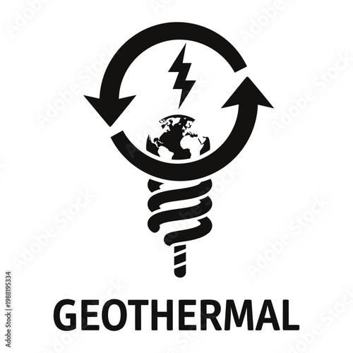 Geothermal energy symbol with earth core