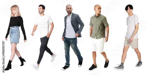 Fotografi PNG Diverse casual fashion models on transparent background