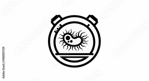 Microscopic organism viewed through a scientific instrument, depicted in black and white