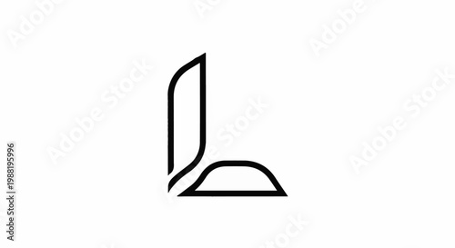Abstract black lines form a stylized, minimalist interpretation of the letter L