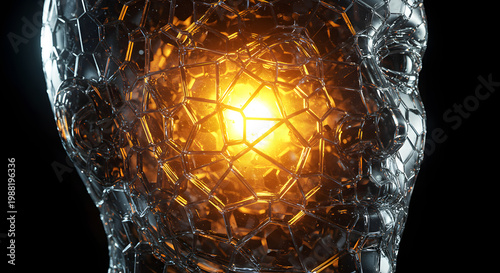 Conceptual Glass Head Breaking Open with Radiant Light