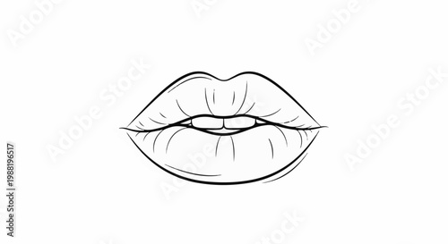 Simple line drawing of full, closed lips with a slight pout