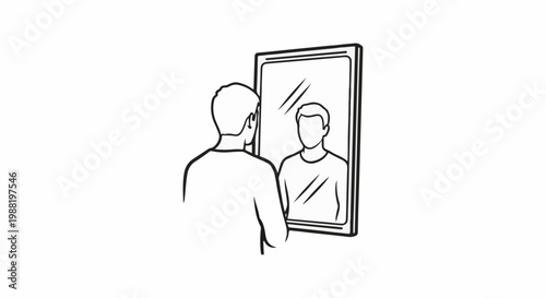 Man looking at his reflection in a mirror
