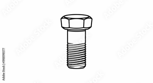 Black outline drawing of a hexagonal head bolt with threaded shaft