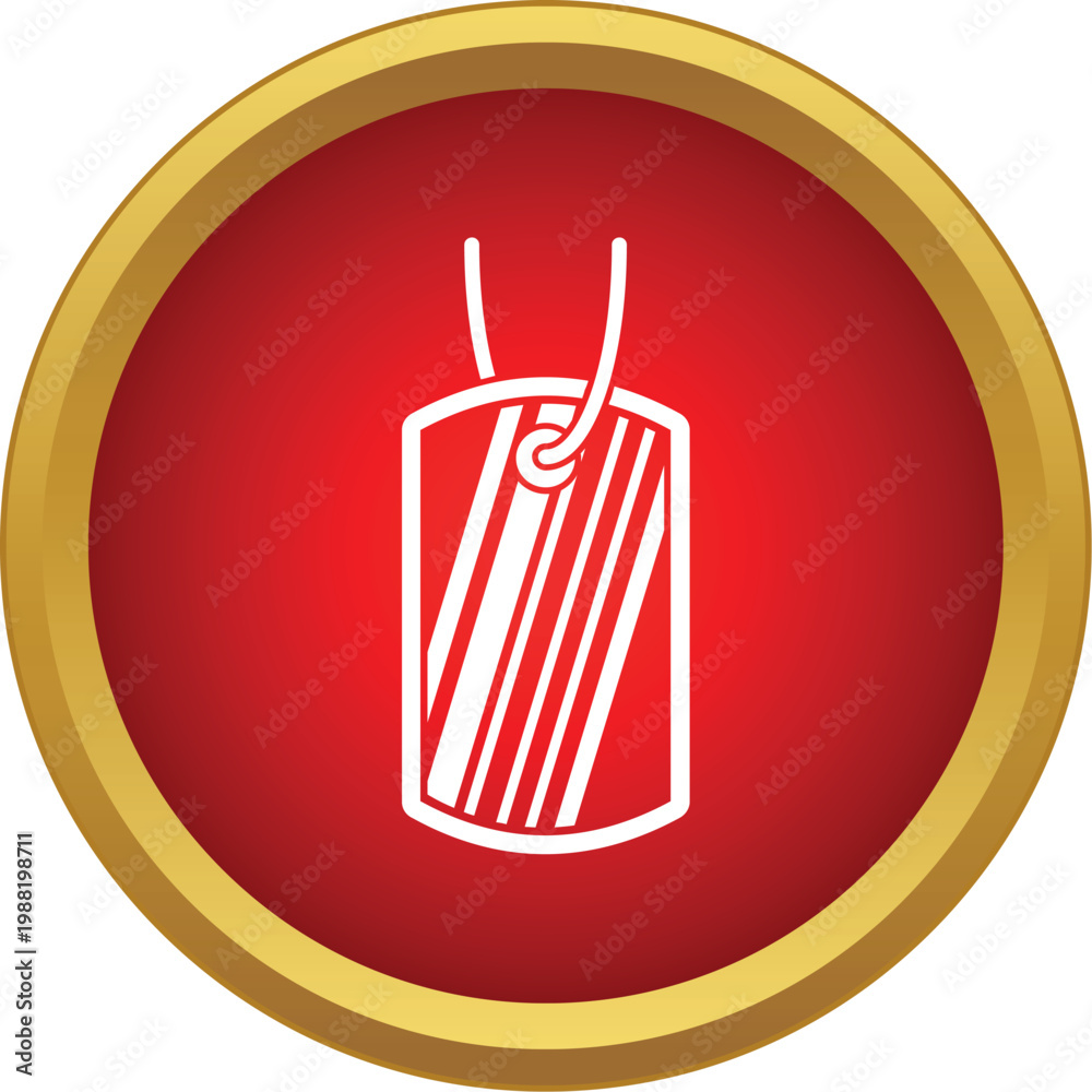 Obraz premium Dog tag icon symbolizing military identification for soldiers and veterans on a red background