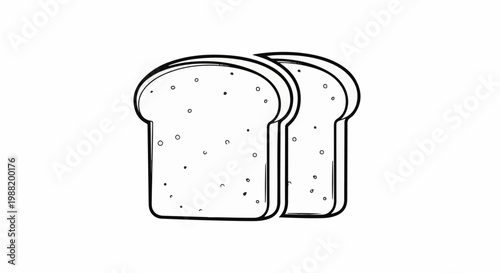 Two slices of bread, outlined and with speckles