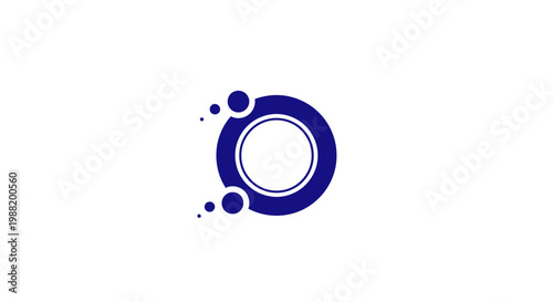 A blue circular graphic design element.