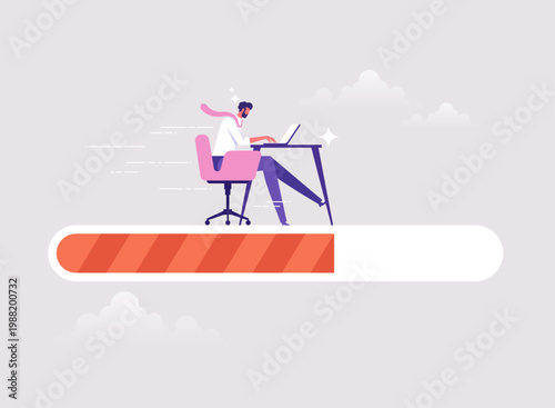 Mission accomplished to complete the project, progress from the beginning to success, businessmen work on process from the start to success