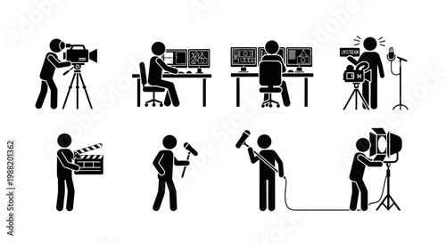 Film crew working on movie set.