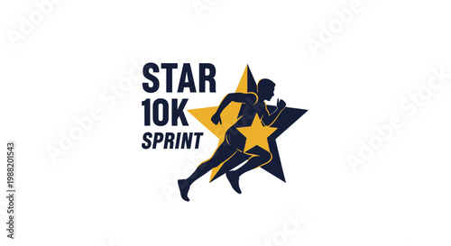 Dynamic Runner Silhouette Captures Star 10K Sprint Energy And Achievement