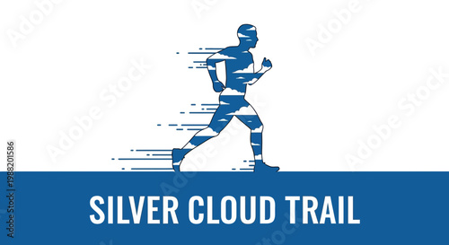 Dynamic Runner Silhouette Featuring Sky Clouds And Motion Streaks