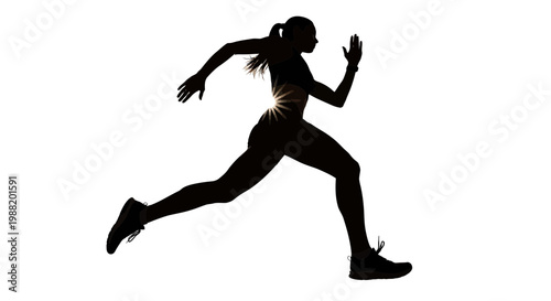 Dynamic Female Athlete Silhouette Demonstrating Force and Athletic Movement in Motion