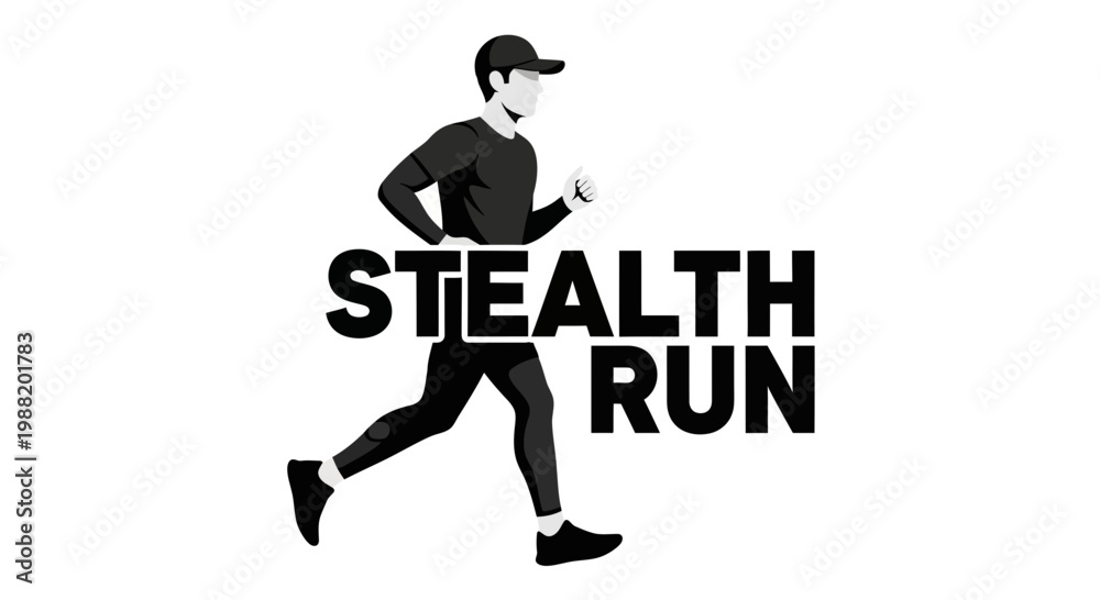 Obraz premium Dynamic Runner Silhouette Stealth Run Graphic Design