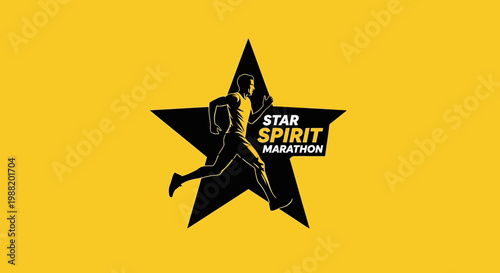 Dynamic Runner Silhouette Graces Star Emblem For Marathon Event Promotion