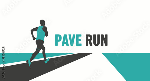 Dynamic Runner Silhouette On Paved Path With Bold Text Graphic