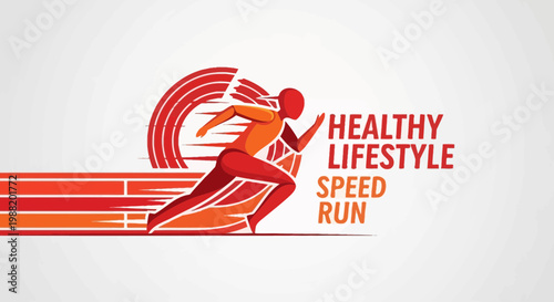 Dynamic Runner Silhouette Representing Healthy Lifestyle Speed and Motion