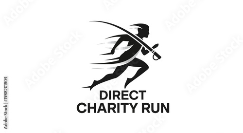 Dynamic Runner Silhouette With Sword Represents Charity Run Initiative