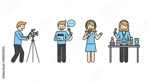 People working in media production team.