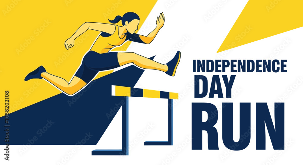Fototapeta premium Dynamic Hurdle Race Illustration For Independence Day Celebration Run Event