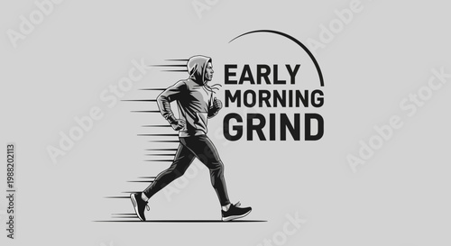 Early Morning Run: Fitness Enthusiast Pushing Through With Determination And Focus Forever