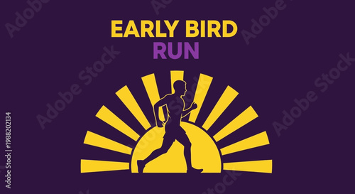 Early Morning Run: Silhouette of Runner Emerging From the Golden Sunrise