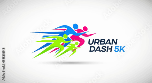 Dynamic Runners Emblem For A 5K Race Embodying Speed, Movement, and Sportsmanship