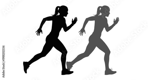 Dynamic Runners Silhouettes Portraying Movement, Speed, and Energetic Fitness Performances