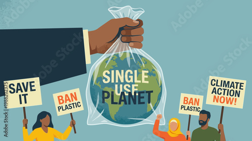 Illustration Depicting Environmental Conservation And Climate Action Awareness For The Planet