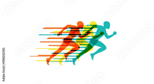 Dynamic Runners With Speed Streaks Abstract Sports Graphic