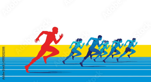 Dynamic Runners Sprinting on Track Visual Concept