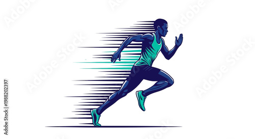 Dynamic Illustration Of A Runner Sprinting With Motion Trails Depicting Speed And Energy