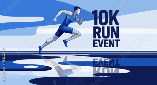 Dynamic Illustration Of Runner During 10K Run Event With Bold Colors And Unique Style