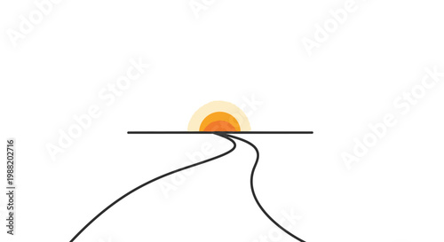 Simple minimalist road to sunset horizon.