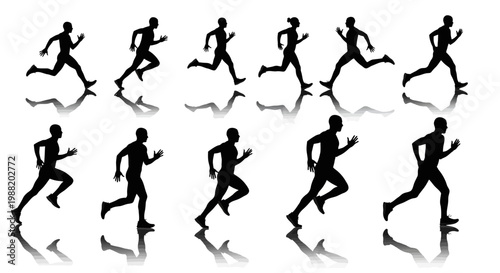 Dynamic Running Silhouettes Showcasing Athletic Prowess And Speed