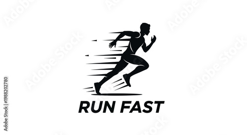 Dynamic Running Silhouette, Energetic Athlete Displayed in Speed and Motion