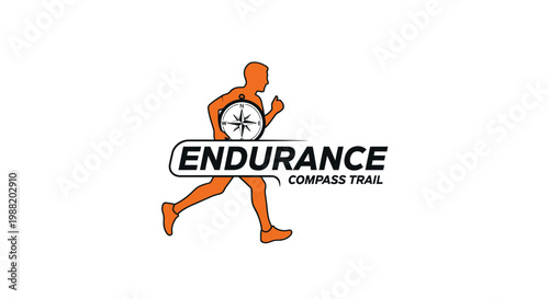 Endurance Compass Trail: Silhouette of Runner Navigating the Course for Sport Concept Design