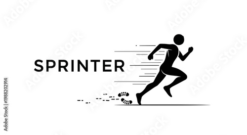 Dynamic Silhouette Depicting a Sprinter in Full Stride Executing Maximum Speed