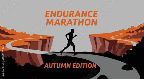 Endurance Marathon Autumn Edition Runner On A Rocky Path