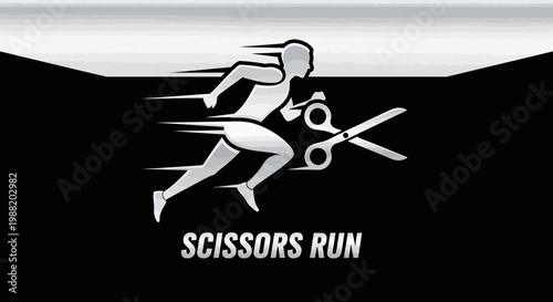 Dynamic Silhouette of a Runner Combined with Scissors, Running and Cutting Effectively