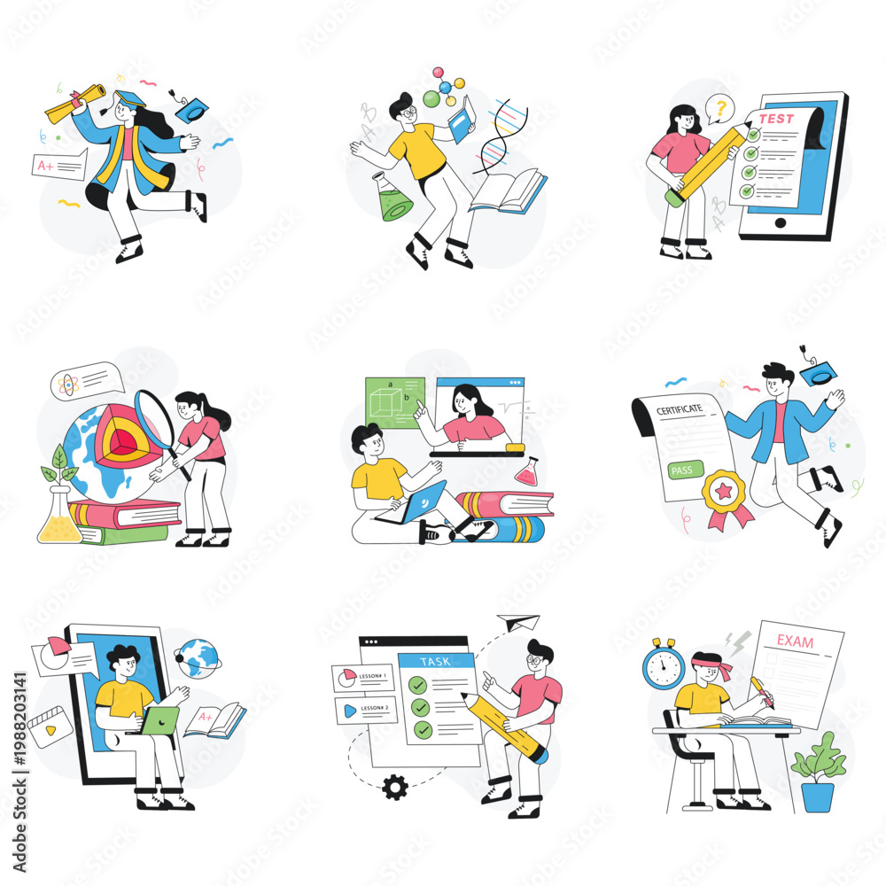 Fototapeta premium School and Education Vector illustration EPS FIle Set 01