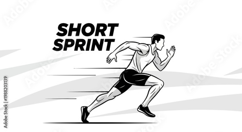 Dynamic Illustration Of Sprinter In Motion, Capturing Speed And Athleticism Perfectly