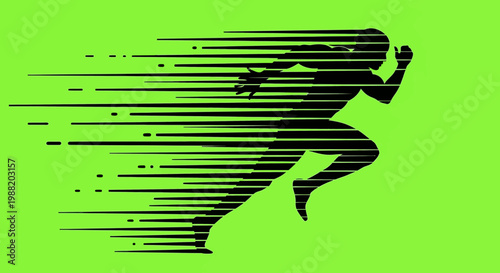 Dynamic Silhouette Of A Runner Shown In Motion Against A Vibrant Lime Green Background