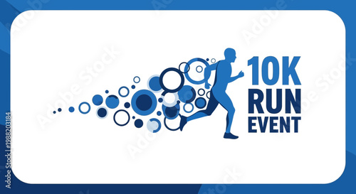 Energetic 10K Run Event Design with Dynamic Runner Silhouette and Abstract Visuals