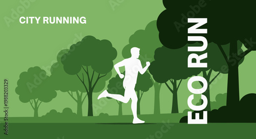 Eco-Friendly Running Concept: Cityscape Runner in Nature's Embrace for a Healthier Lifestyle